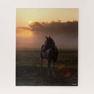 Puzzle Pintar Caballo De Pie En Niebla Al Amanecer