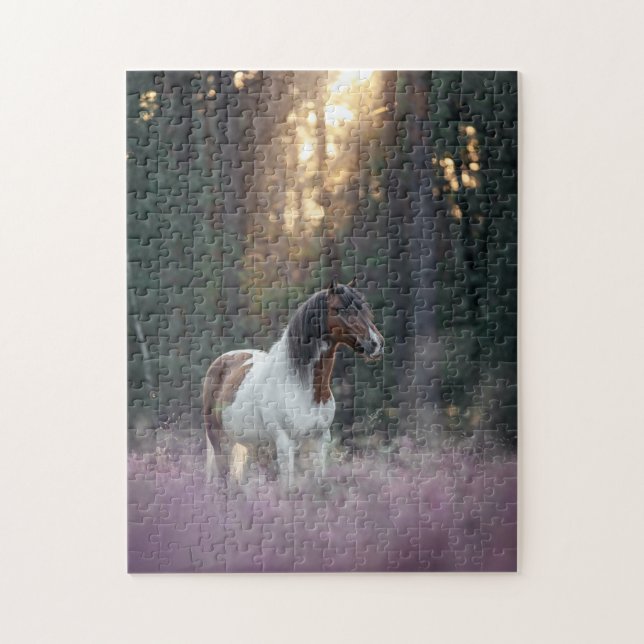 Puzzle Pintar caballo en un campo (Vertical)