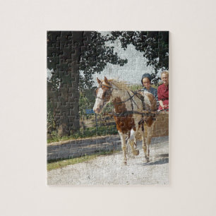Puzzle Pinto and children in buggy