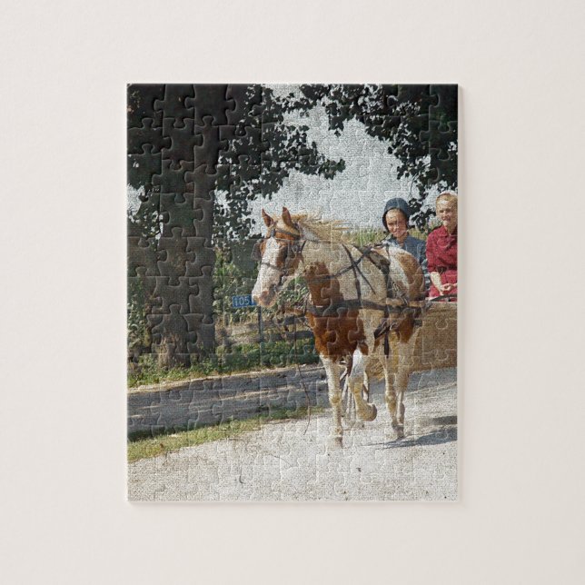 Puzzle Pinto and children in buggy (Vertical)