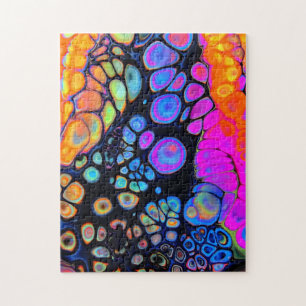 Puzzle pintura abstracta girando arco iris mezclado psico