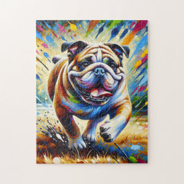 Puzzle Pintura Acrílica de Perro Bulldog Impresión de Ret