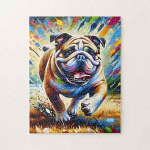 Puzzle Pintura Acrílica de Perro Bulldog Impresión de Ret