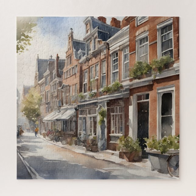 Puzzle pintura acuarela de Amsterdam (Vertical)