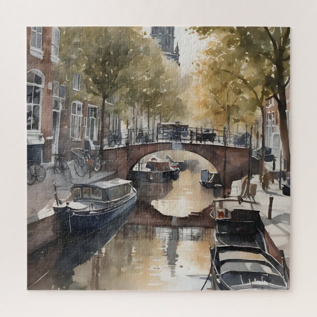 Puzzle pintura acuarela de Amsterdam (Vertical)
