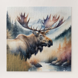 Puzzle Pintura acuarela de la naturaleza de Moose