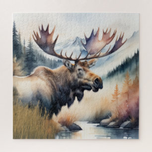 Puzzle Pintura acuarela de la naturaleza de Moose