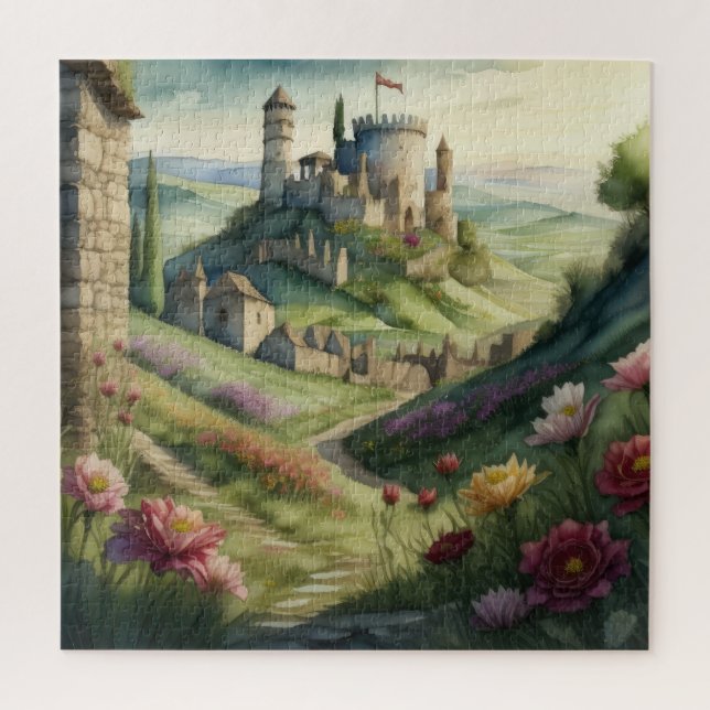 Puzzle Pintura acuarela del castillo medieval de Storyboo (Vertical)