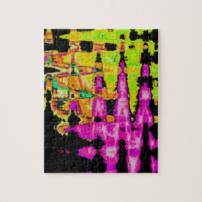Puzzle Pintura acuarela única: púrpura, negra y lima (Vertical)