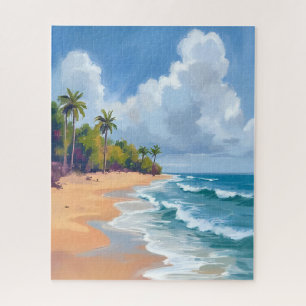 Puzzle Pintura al Acuarela de la Costa del Océano en Hawá