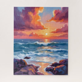 Puzzle Pintura al Acuarela Pastel de la Puesta de Sol en 