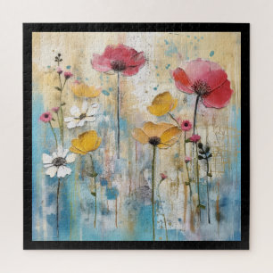 Puzzle Pintura al óleo con impasto de amapolas pastel