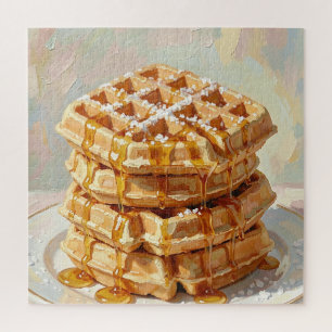 Puzzle Pintura al óleo de jarabe de waffles belgas dorado