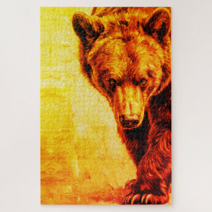 Puzzle Pintura al óleo de oso pardo Arte de vida silvestr