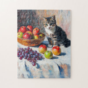 Puzzle Pintura al óleo impresionista de gato en naturalez
