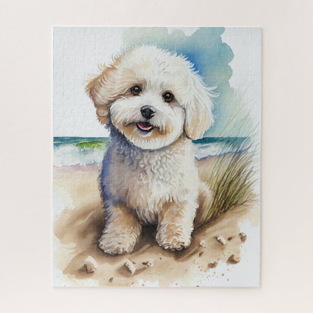 Puzzle Pintura artística del perro Bichon Frise (Vertical)