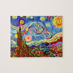 Puzzle Pintura artística moderna de noche estrellada