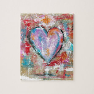 Puzzle Pintura artística sin sentido del corazón rosa a