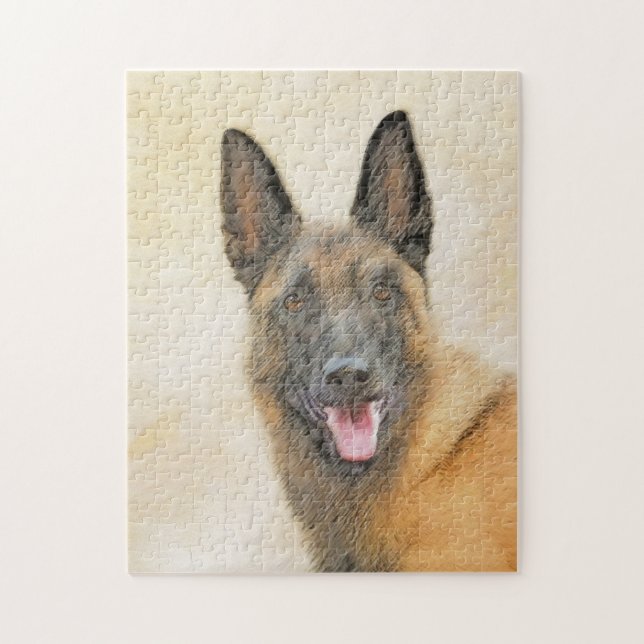 Puzzle Pintura belga malinois - Arte de perro original (Vertical)