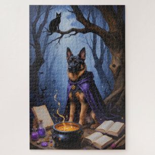 Puzzle Pintura caprichosa de Halloween de perro Malinois