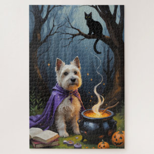 Puzzle Pintura caprichosa de Halloween de perro terrier d