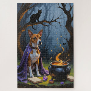 Puzzle Pintura caprichosa de Halloween del perro Basenji
