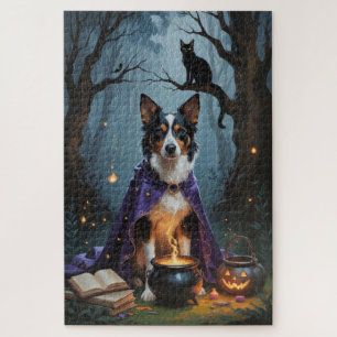 Puzzle Pintura caprichosa de Halloween del perro Kelpie a