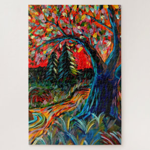 Puzzle Pintura Colorida De Árboles Y Río