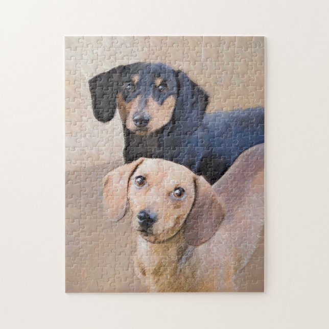 Puzzle Pintura Dachshund (suave) - Arte Perro Original (Vertical)