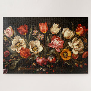 Puzzle Pintura de aceite botánico de tulipanes coloridos