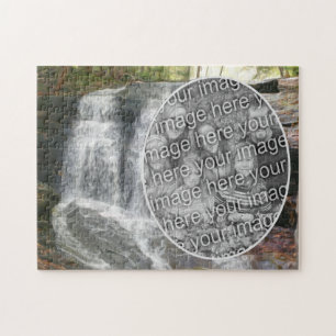 Puzzle Pintura de aceite de cascada de bonito añada tu fo