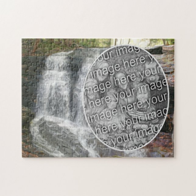 Puzzle Pintura de aceite de cascada de bonito añada tu fo (Horizontal)