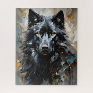 Puzzle Pintura de aceite de lobo negro