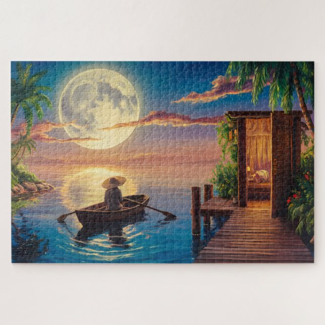 Puzzle Pintura de aceite de paraíso tropical (Horizontal)