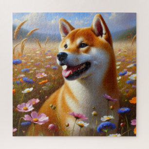 Puzzle Pintura de aceite de yacimiento de flor silvestre