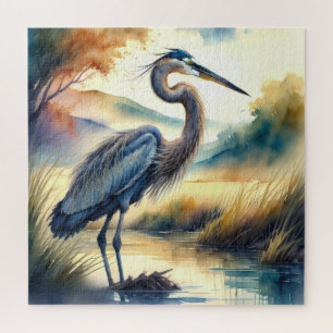 Puzzle Pintura de acuarela de la Gran Garza Azul