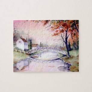Puzzle Pintura de acuarela del puente arcaico