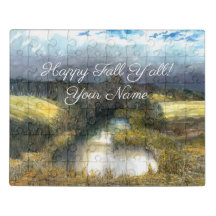 Pintura de acuarela en estanque de otoño