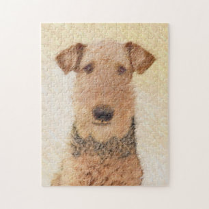 Puzzle Pintura de Airedale Terrier - Arte original y boni
