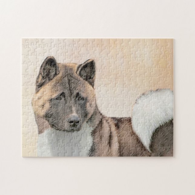 Puzzle Pintura de Akita - Arte de Perro Original. (Horizontal)