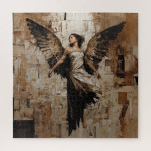 Puzzle Pintura de ángel alado etéreo en tonos terrosos