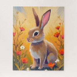 Puzzle Pintura de animal de conejo marrón floral