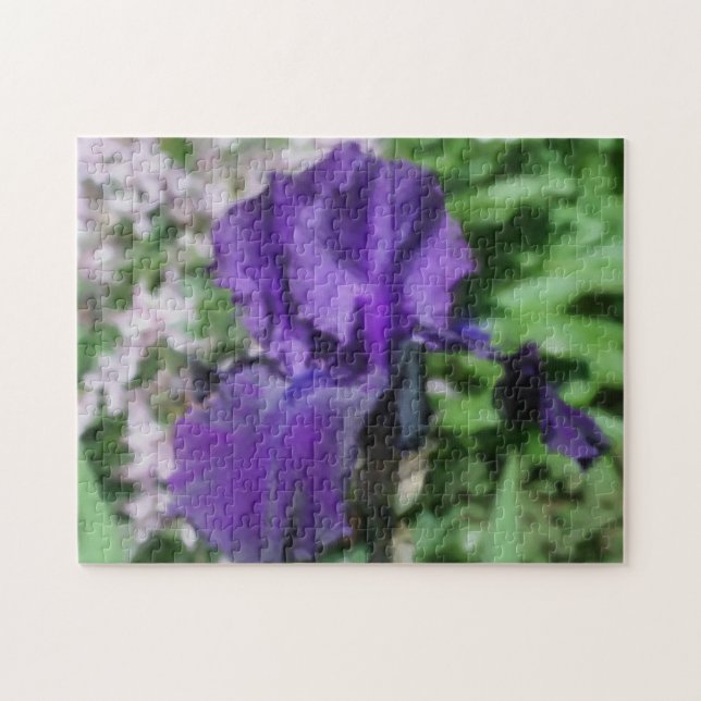 Puzzle Pintura de arte con flores de iris morado (Horizontal)