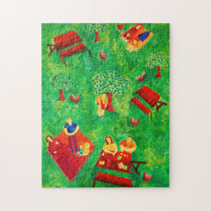 Puzzle Pintura de arte contemporáneo y picnic