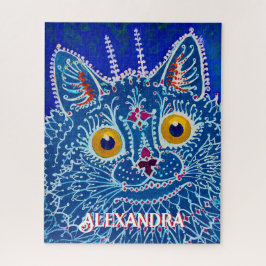 Puzzle Pintura de Arte Popular Caprichosa Gato Azul Nombr