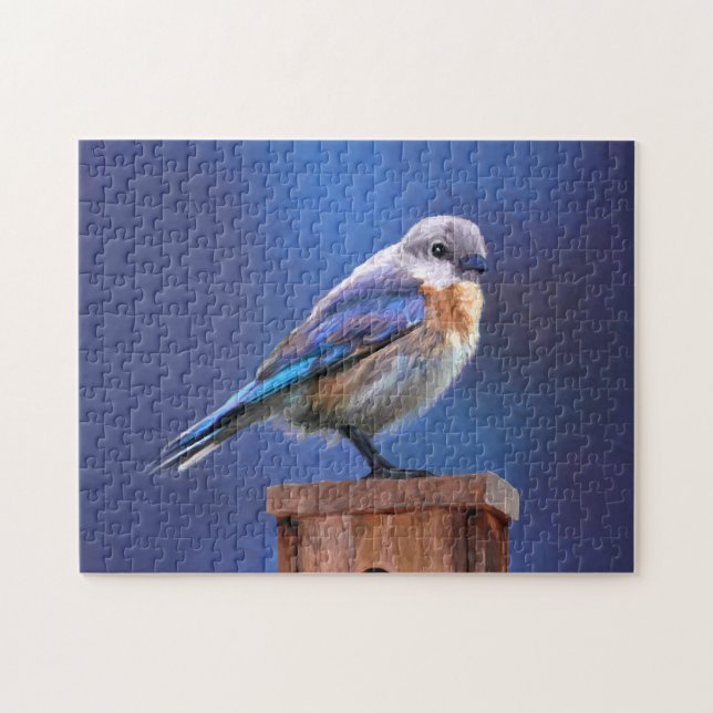 Puzzle Pintura de ave azul (hembra) - Arte original de av (Horizontal)