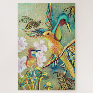 Puzzle pintura de aves y abejas