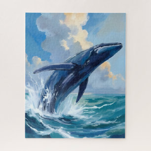 Puzzle Pintura de ballena azul animal del océano