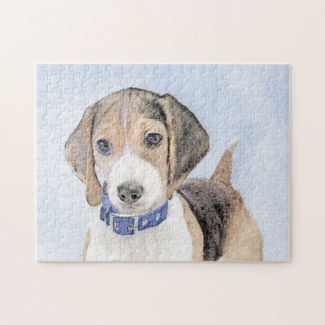 Puzzle Pintura de Beagle - Arte de perro original curtido (Horizontal)