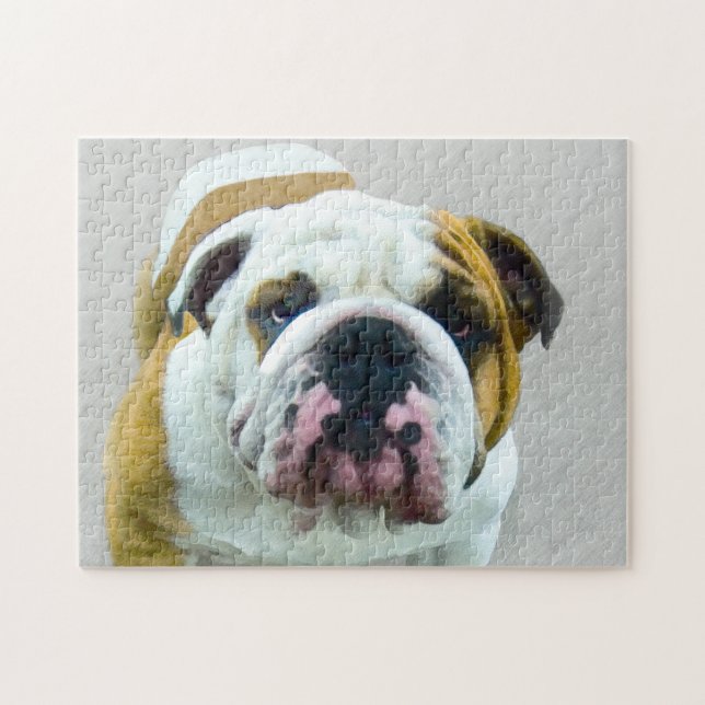 Puzzle Pintura de bulldog - Arte de perros original y lin (Horizontal)
